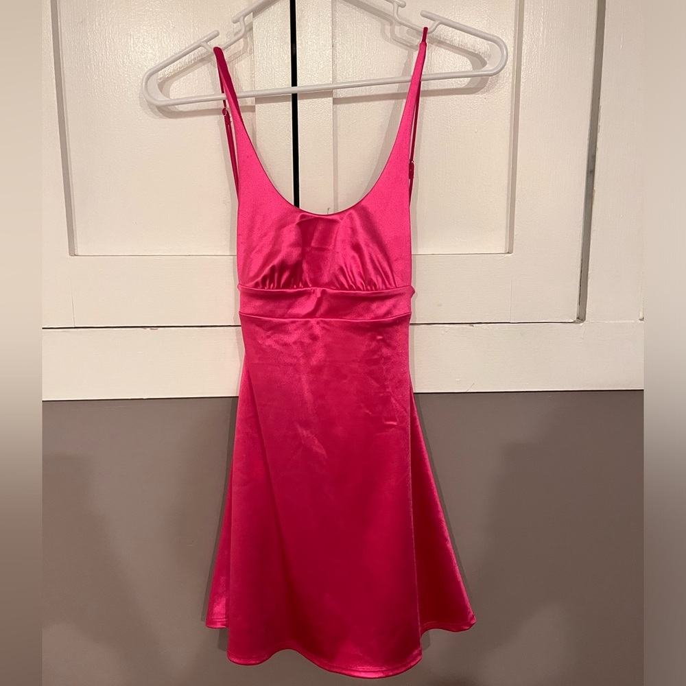 Hot pink mini dress